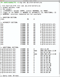 Abbildung 3: … und über die ORSN-Rootserver. Der Output ist identisch, doch die ORSN-Server stehen unter der Kontrolle der Community.