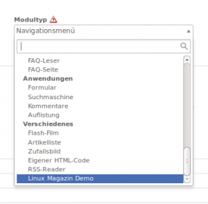 Abbildung 3: Um etwas mehr Ordnung zu schaffen, gruppiert Contao die Module.