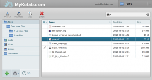 Abbildung 1: Auf der Webseite Mykolab.com bietet Kolab Systems einen Webdienst, der alle Funktionen der Kolab-Groupware beinhaltet. Im Bild der Filebrowser, den Sabredav bereitstellt