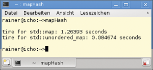 Abbildung 3: Performancevergleich von &raquo;std::map&laquo; und &raquo;std::unordered_map&laquo; mit GCC-Optimierungen.