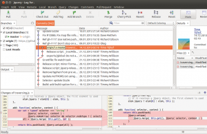 Abbildung 10: Die Log-Ansicht von Smart Git liefert Informationen über den ausgewählten Commit, etwa die beteiligten Dateien, den Autor und die Commit-ID.