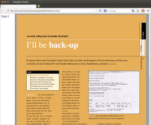 Abbildung 10: Der erste, außerordentlich gute Eindruck täuscht: Die hier von Pdftothml produzierte HTML-Seite besteht aus einem riesigen PNG-Bild, über dem wiederum der Text liegt.