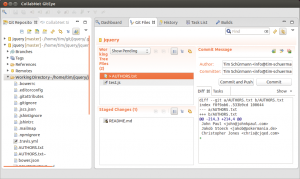Abbildung 3: Git Eye fasst in dem Register &raquo;Git Files&laquo; die Funktionen für einen Commit zusammen.