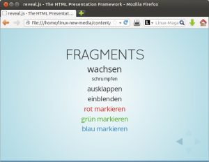 Abbildung 3: Die so genannten Fragments können Text ein- oder ausblenden, animieren und markieren.