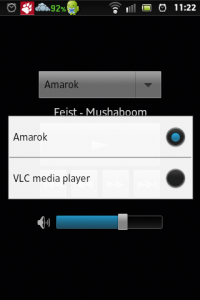 Abbildung 4: Multimedia-Fernsteuerung vom Androiden aus: VLC und Amarok sind eingebaut, weitere werden folgen.