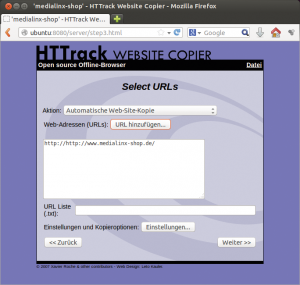Abbildung 4: Die grafischen Httrack-Frontends Webhttrack und …