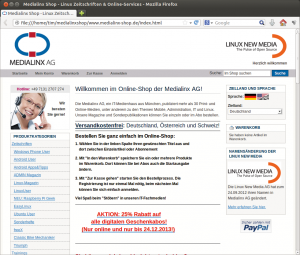 Abbildung 8: Die von den Werkzeugen heruntergeladenen Webseiten lassen sich genau so bedienen wie das Original – hier das von Wget angelegte Archiv.