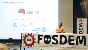 Abbildung 2: Sponsoren – ja, aber organisiert wird die Fosdem traditionell von vielen Freiwilligen. Die organisieren das Netz, filmen die Videos und moderieren.