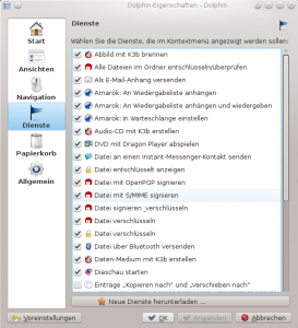 Abbildung 3: In den Einstellungsmenüs des Dateimanagers Dolphin finden sich viele KIO-Slaves, also Dienste, die Datei-Operationen vereinfachen.