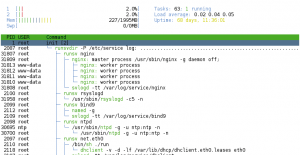Abbildung 2: Mit Htop lässt sich der Admin die laufenden Runit-Prozesse übersichtlich anzeigen.