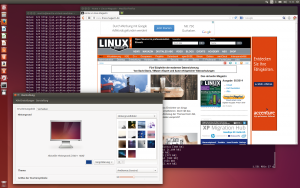 Abbildung 2: Gut zu erkennen: Die Starter-Leiste von Unity (links) ist deutlich kleiner als ab Werk. Der Benutzer von Ubuntu 14.04 darf ihre Icons von 16 bis 48 Pixel skalieren.