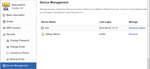 Abbildung 2: Im Device Manager der Maxthon-Passport-Cloud sind keine Linux-Geräte zu finden.