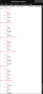 Abbildung 3: &raquo;salt "*" status.loadavg&laquo; zeigt die aktuelle Load der Minions an.