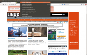Abbildung 3: In Ubuntu 14.04 kann Unity die Menüleisten von Fenstern in deren Fensterbalken anzeigen statt in der zentralen Leiste oben.