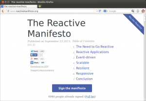 Abbildung 5: Wer sich an das Reactive Manifesto hält und dafür werben möchte, kann seine Website mit einer entsprechenden Banderole schmücken (hier rechts oben im Bild).