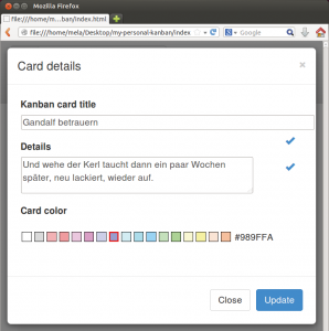 Abbildung 5: Der Aufgabeneditor beschränkt sich auf das Wesentliche. Benutzer setzen den Titel, die Beschreibung und die Farbe für die Karten.