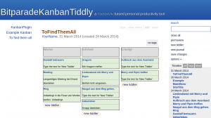 Abbildung 7: Ein Kanban-Board im eigenen Wiki: Tiddly Kanban bietet einen einfachen Editor, den Anwender über »new tiddler« öffnen. Karten wandern per Drag&Drop in eine andere Spalte.
