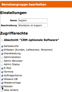 Abbildung 1: Der Kivitendo-Administrator weist den Benutzergruppen gezielt Rechte zu.