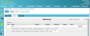 Abbildung 4: Wawision vervollständigt die Artikelnamen automatisch und klappt ein Dropdown-Menü mit im System gespeicherten Produkten aus. So sparen Benutzer Tipparbeit.