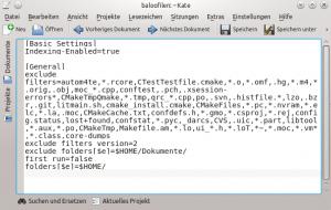 Abbildung 4: Über die Konfigurationsdatei »$HOME/.kde/share/config/baloofilerc« lässt sich das Verhalten von Baloo steuern.