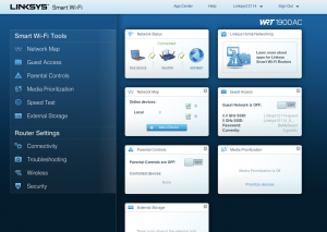 Abbildung 1: Deutlich schicker kommt das Web-GUI der Original-Linksys-Firmware daher. Die startet der Open-WRT-Fan aber nur, um via Firmware-Update auf das freie System umzustellen.