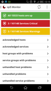 Nagios-Meldungen im App-Look.
