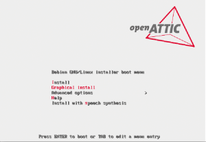 Abbildung 1: Wahlmöglichkeit: Wer die Open-Attic-ISOs verwendet, hat die Wahl zwischen grafischem und Text-Installer.