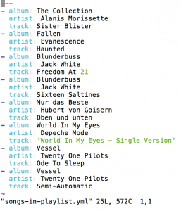 Abbildung 7: In der Yaml-Datei angekommen dienen die Playlist-Daten als lokale Sicherungskopie.