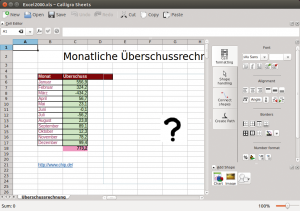 Abbildung 10: … wohl aber der Konkurrent Calligra Sheets.
