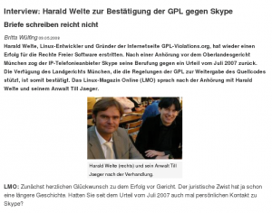 Abbildung 11: Zufriedene Sieger im Interview: Harald Welte und Till Jäger.