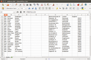 Abbildung 12: Libre Office importiert Dbase-Dateien wie hier als Tabelle oder wahlweise im Datenbankmodul.