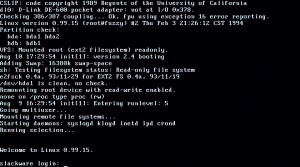 Abbildung 2: Gute alte Zeit: In der virtuellen Maschine mit Slackware 1.1.2 finden sich noch kaum Konfigurationswerkzeuge.
