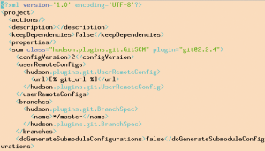 Abbildung 3: In dem aus dem XML generierten Template ersetzt der Template-Prozessor Variablen wie hier die URL zum Git-Repository des Projekts.