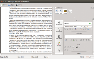 Abbildung 3: Calligra Words importiert kaum ein Dokument korrekt. Im Bild ist zum Beispiel das Applixware-Dokument zu sehen, das <a href="#article_f2" class="figure" title=