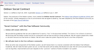 Abbildung 3: Die Debian Free Software Guidelines sind ein elementarer Bestandteil des Debian Social Contract. Unter anderem verspricht das freie Projekt, auch immer ein zu hundert Prozent freies zu bleiben.