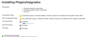 Abbildung 6: Die komplette Installation des Git-Plugins für Jenkins dauert nicht länger als eine Minute und läuft zudem direkt im Webbrowser ab.