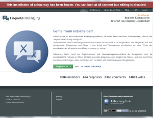 Abbildung 6: Bürgerbeteiligung selbstverständlich: Auf der Webseite Enquetebeteiligung.de waren Bürger dazu eingeladen, an der digitalen und offenen Software-Zukunft mitzuwirken.