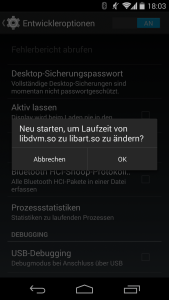 Abbildung 8: Android 4.4 erlaubt es, die Runtime von Dalvik auf ART zu ändern.