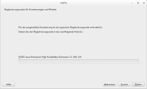 Abbildung 3: Mittels Eingabe des Registrierungscodes lassen sich in Yast nun Features der Add-on-Module freischalten, was sehr bequem ist.