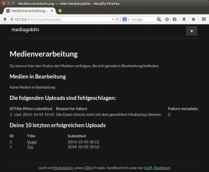 Abbildung 4: Die Übersicht &raquo;Medienverarbeitung&laquo; zeigt eine Statistik über alle noch laufenden und abgeschlossenen Aktivitäten an.