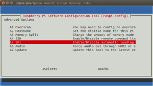 Abbildung 6: Die Konfiguration aktiviert unter Raspbian das SPI-Interface dauerhaft.