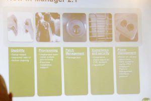 Alle neuen Features von Suse Manager 2.1 auf einem Blick zeigt dieser Schnappschuss von der Susecon-Präsentation.