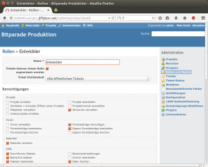 Abbildung 1: Redmine-Admins passen über diesen Dialog die Berechtigungen der einzelnen Rollen an. Das ausgeklügelte System hat auch der Ableger Open Project übernommen.