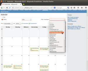 Abbildung 2: In der Kalenderansicht filtern Benutzer die Redmine-Aufgaben nach Status, Tracker, Priorität, Zuständigkeiten, geschätztem Aufwand und anderen Kategorien.