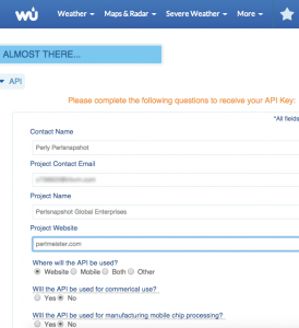 Abbildung 3: Den für Weather Underground erforderlichen API-Key rückt der Server gegen eine gültige E-Mail-Adresse heraus.