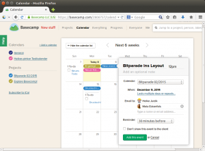Abbildung 6: Neue Aufgaben wandern über Kalender-Events schnell in die To-do-Listen. Basecamp erinnert auf Wunsch per Mail an anstehende Termine.