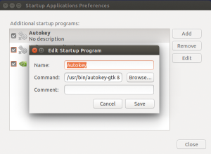 Abbildung 1: Damit Autokey automatisch startet, trägt der User das Utility auf Ubuntu unter »Startup Applications« ein.