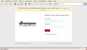 Abbildung 1: Im Test funktionierten nur Firefox und Chrome problemlos mit der Open-Stack-Cloud von Rackspace, an Konqueror verschluckt sich das Webinterface.
