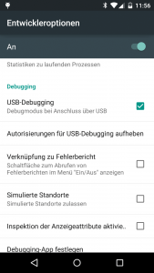 Abbildung 2: Die Entwickleroption »USB-Debugging« erlaubt den Zugriff auf das Android-Gerät via USB-Kabel.