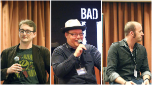 Abbildung 2: Das Bad-Voltage-Team mit nicht immer ernsthaften Themen live on Air: Bryan Lunduke, Stuart Langridge und Jono Bacon (von links nach rechts).
